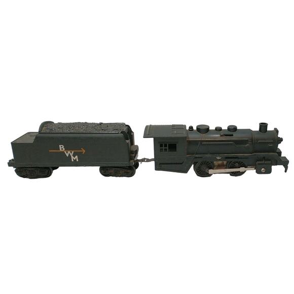 Marx Wind-up Toy Train "O" Gauge & BWM Coal Hopper Vintage NO KEY - Picture 1 of 13